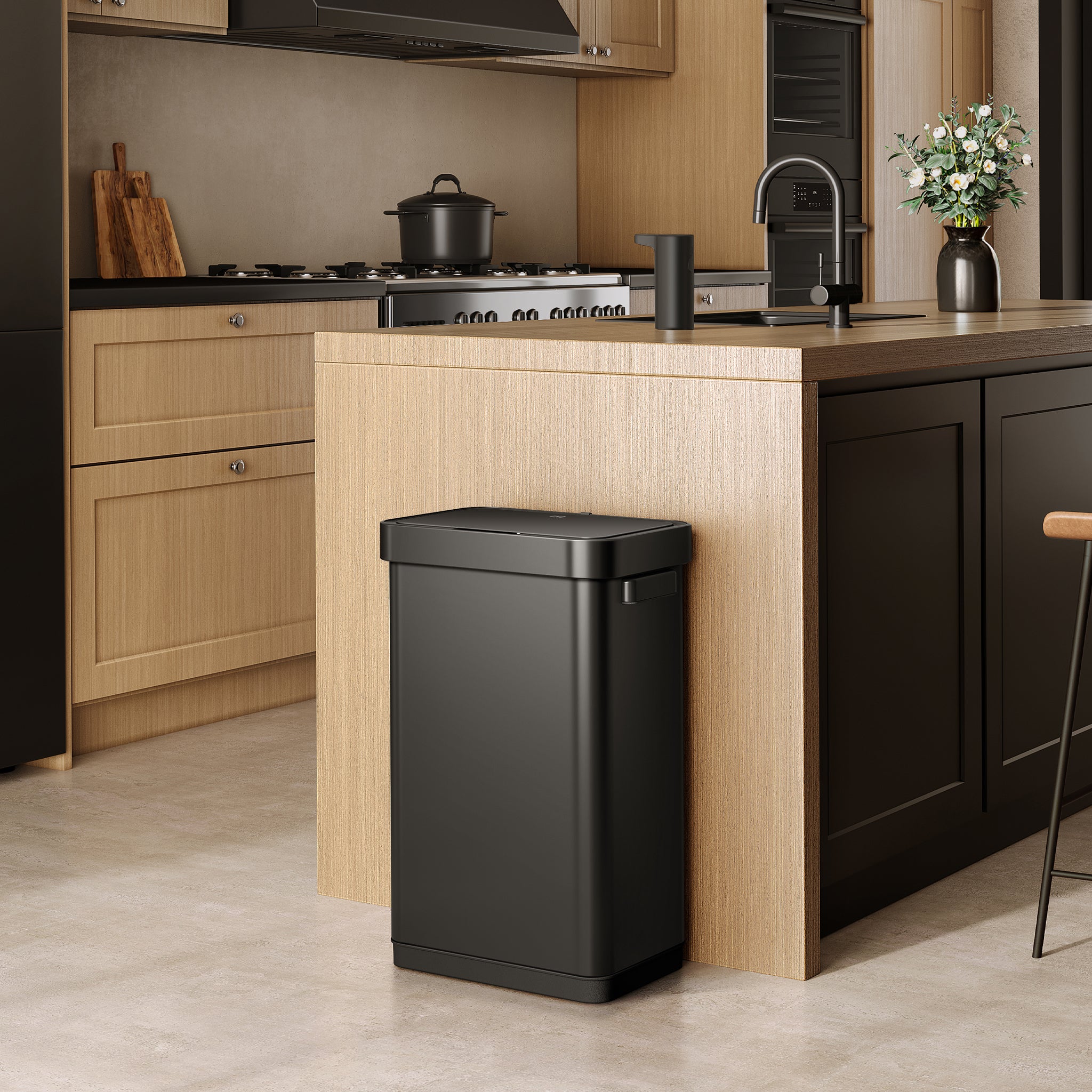 eko-deluxe-mirage-t-50-liter-13-gallon-motion-sensor-trash-can-matte-black image 2