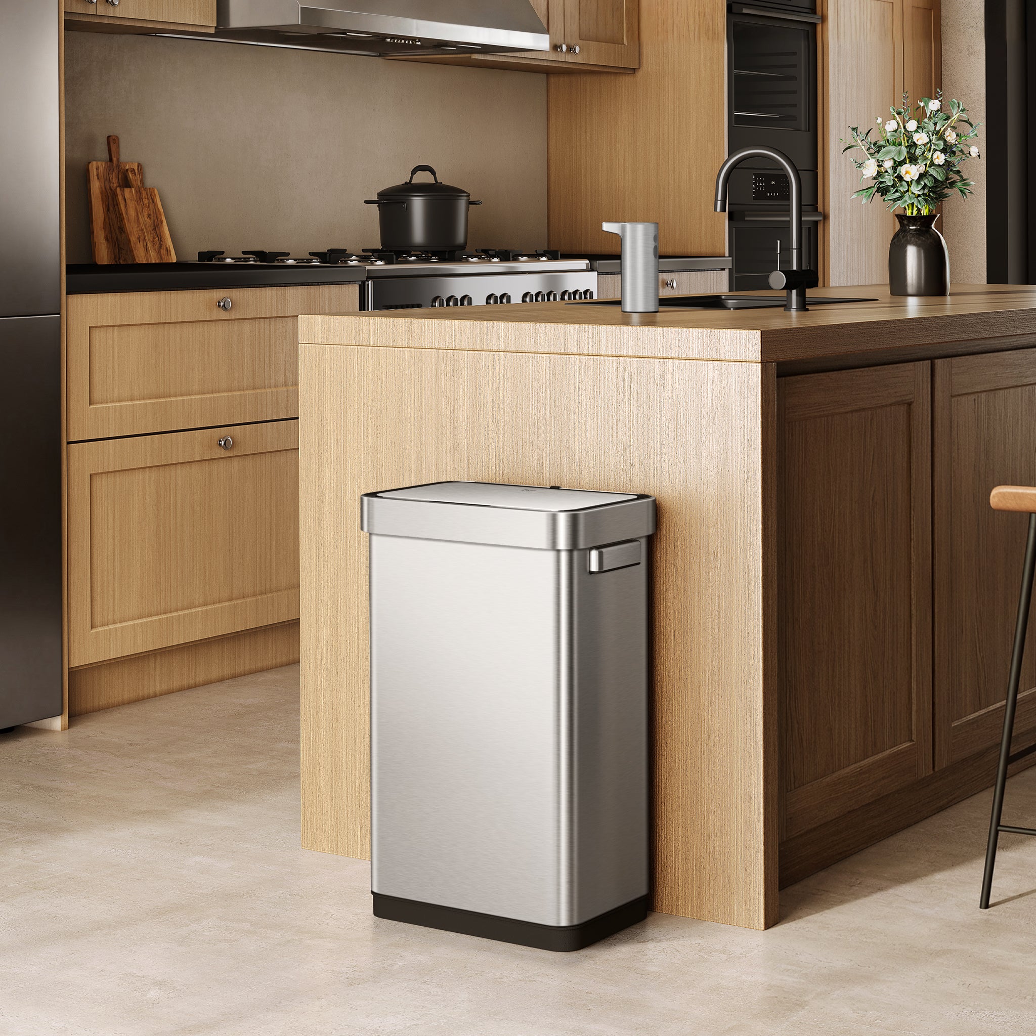 eko-deluxe-mirage-t-50-liter-13-gallon-motion-sensor-trash-can-matte-stainless-s image 2