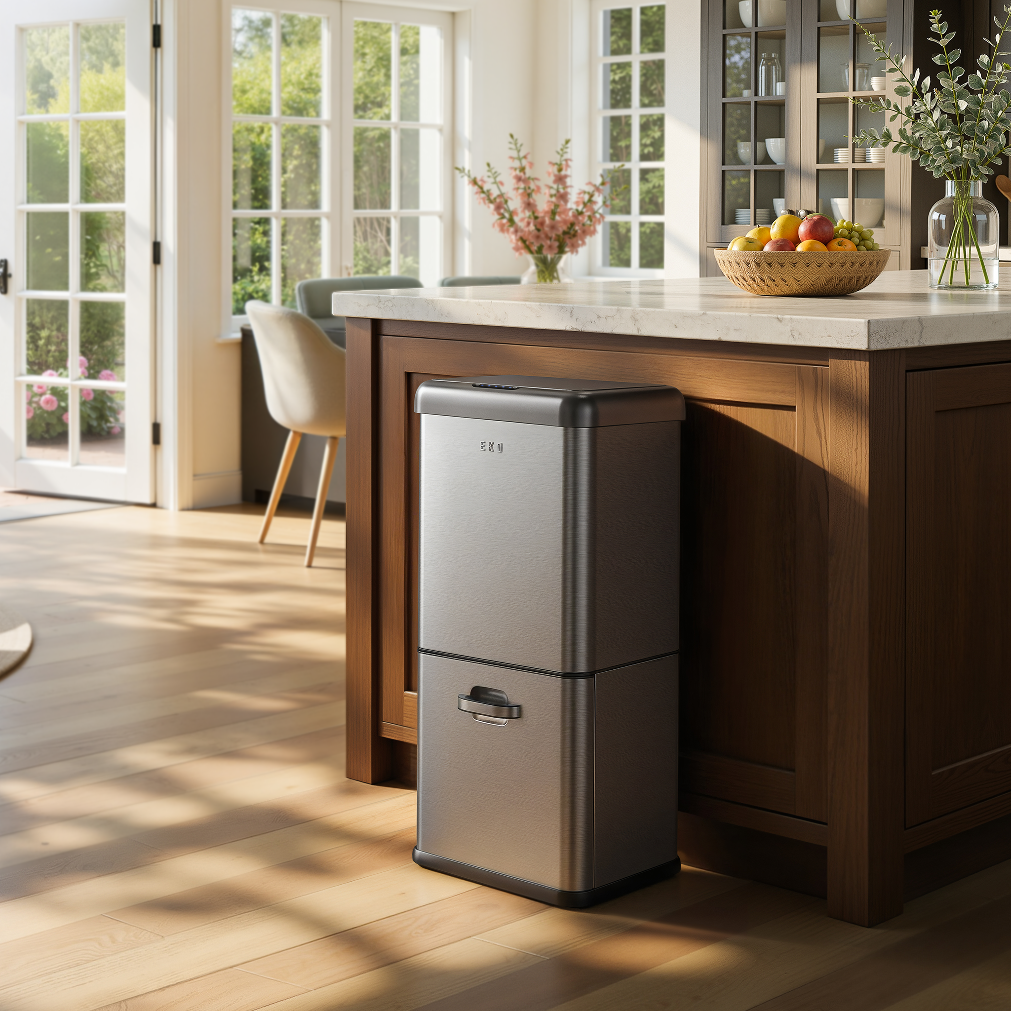 eko-vintage-dual-compartment-32l-18l-stainless-steel-motion-sensor-trash-can image 2