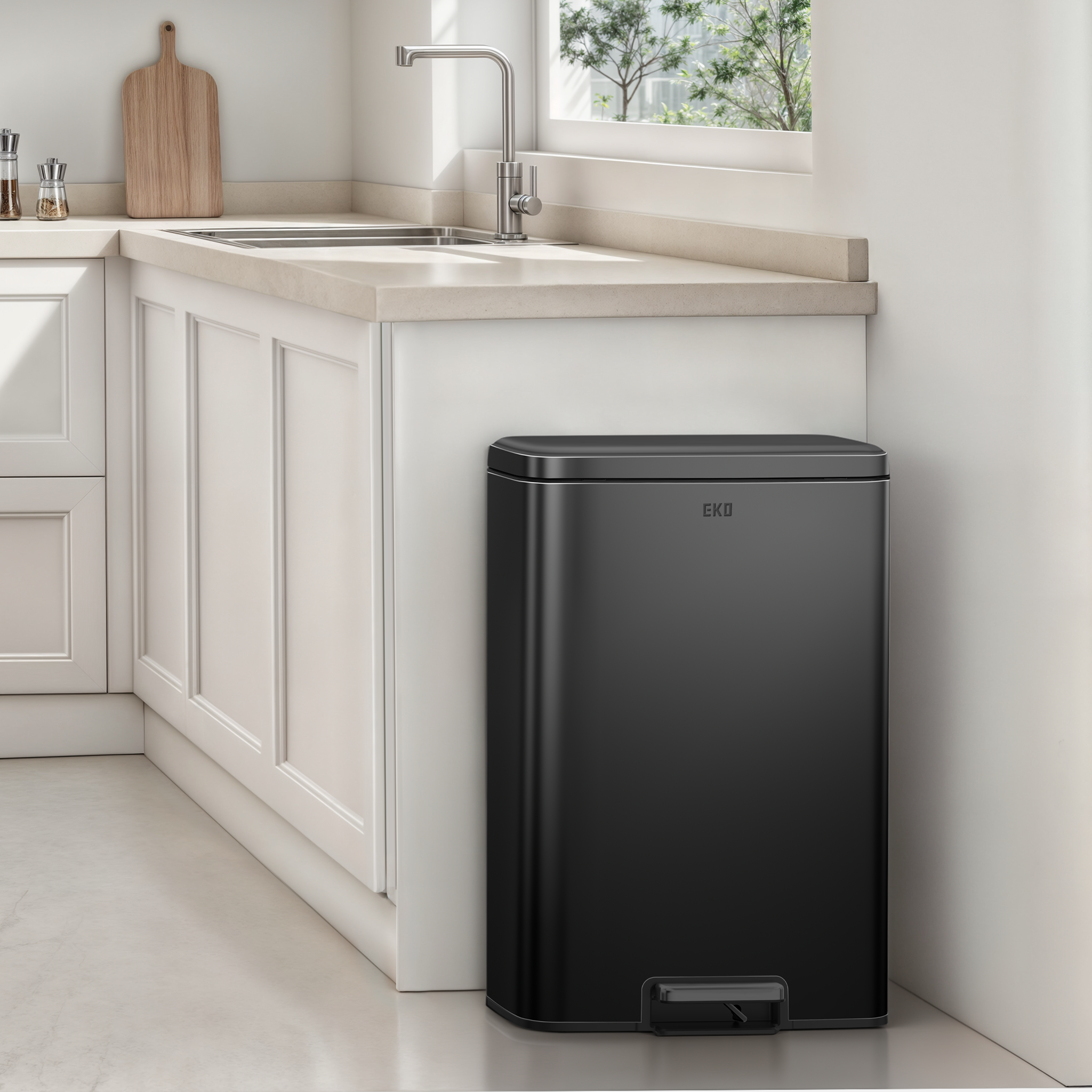 eko-maxwell-step-on-13-2-gallon-50l-matte-black-steel-trash-can-with-silent-soft image 2
