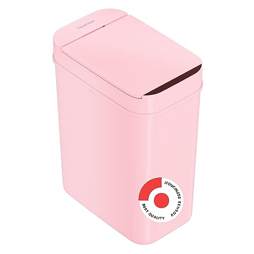 itouchless-3-gallon-sensor-trash-can-pink-touchless-motion-lid-for-bathroom-bedr image 7