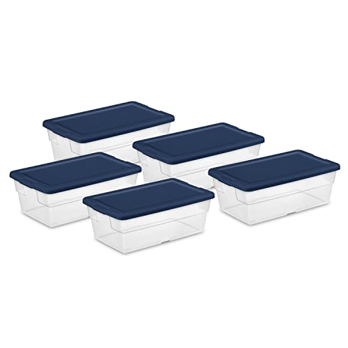 sterilite-stackable-6-quart-clear-storage-box-with-handles-and-blue-lid-90-pack- image 8