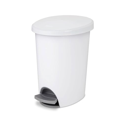 sterilite-2-6-gallon-ultra-stepon-wastebasket-with-lid-2-pack-white-plastic-peda image 8