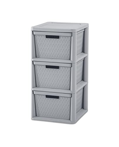 sterilite-3-drawer-cross-weave-storage-tower-gray-portable-drawers-with-handles image 8