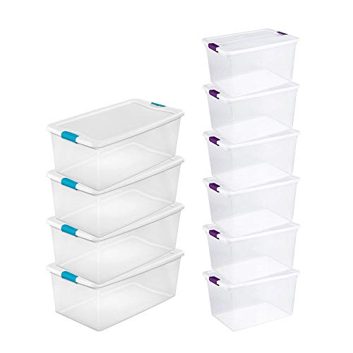 sterilite-106-quart-66-quart-clear-latching-storage-totes-with-secure-lids-4-pac image 7