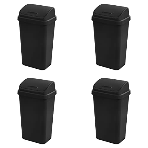 sterilite-13-gallon-swing-top-wastebasket-with-lid-black-4-pack image 5