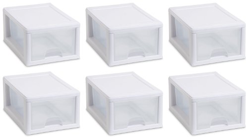 sterilite-6-quart-stacking-drawer-white-frame-clear-drawer-6-pack image 7