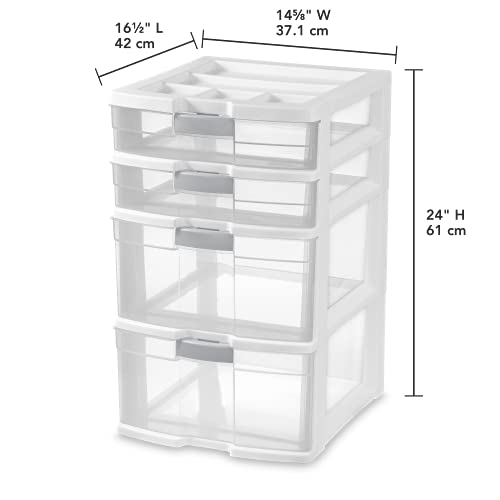 sterilite-4-drawer-locking-tower-plastic-storage-white-with-clear-drawers-2-pack image 7