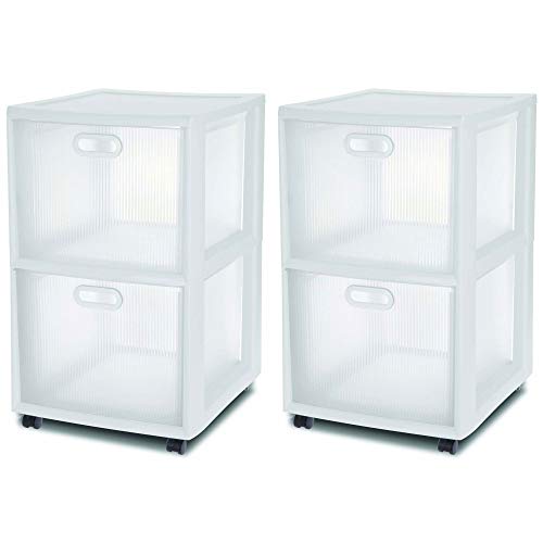 sterilite-ultra-2-drawer-filing-storage-cart-white-with-textured-clear-drawers-2 image 8