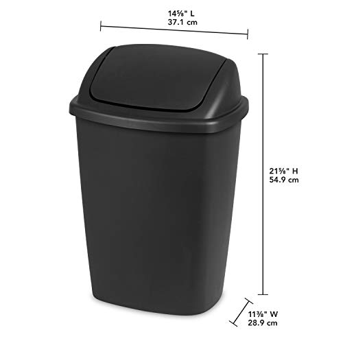 sterilite-10689006-7-5-gallon-swingtop-wastebasket-black-lid-and-base-6-pack image 4
