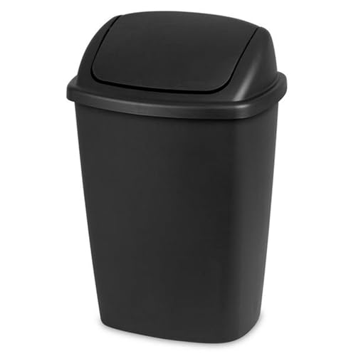 sterilite-7-5-gallon-swingtop-wastebasket-6-pack-with-swinging-lid-black-kitchen image 6