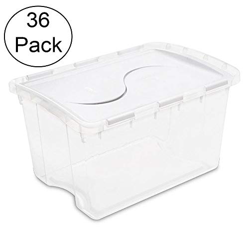 sterilite-48-quart-clear-base-hinged-lid-storage-box-tote-36-pack image 8