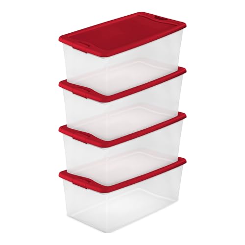 sterilite-106-quart-holiday-home-decor-stackable-organizer-storage-bin-clear-pla image 5