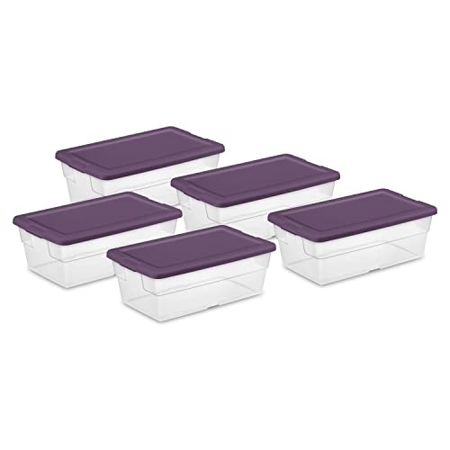 sterilite-stackable-6-quart-clear-home-storage-box-with-handles-and-purple-lid-9 image 7
