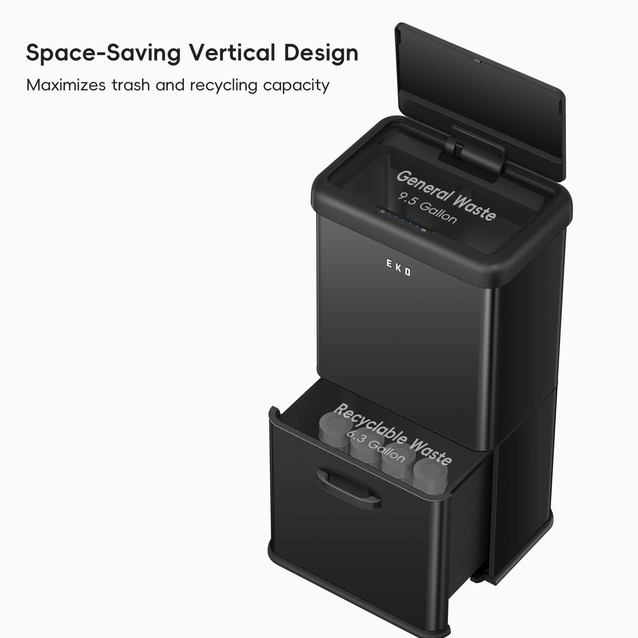 eko-vintage-dual-compartment-motion-sensor-trash-can-32l-18l-matte-black image 3