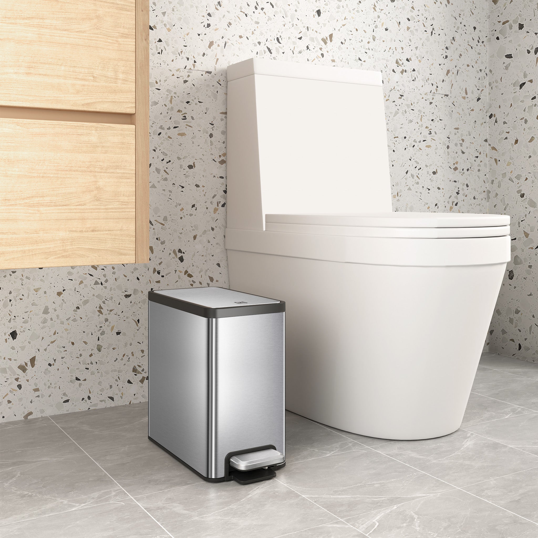 eko-ecocasa-ii-slim-step-can-with-liner-6l-1-6-gal-matte-stainless-steel image 4