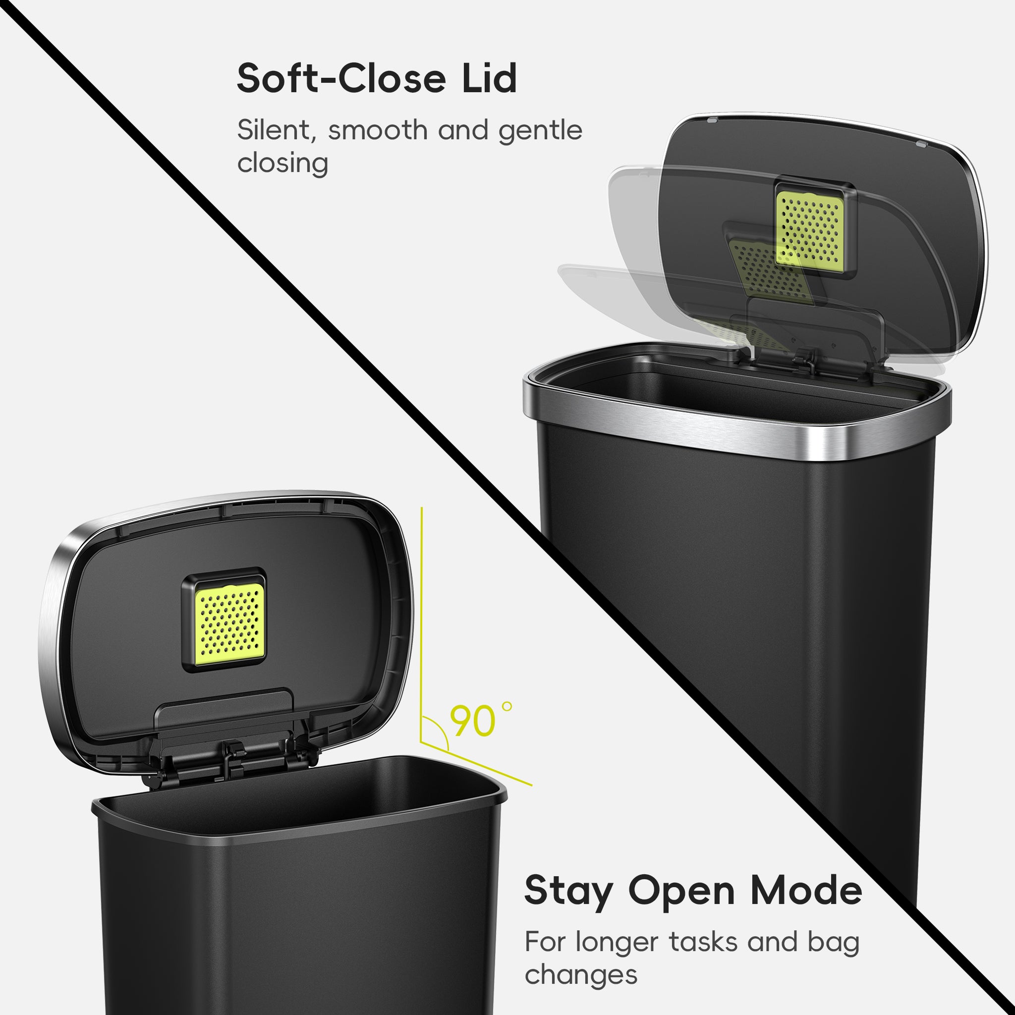 eko-hana-select-50l-13-gallon-plastic-resin-step-kitchen-trash-can-black image 4