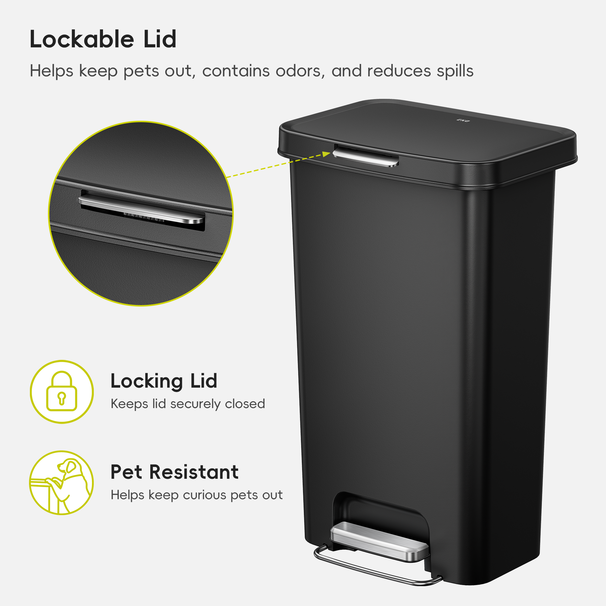 eko-45l-12-gal-pet-lock-kitchen-trash-can-with-lid image 4