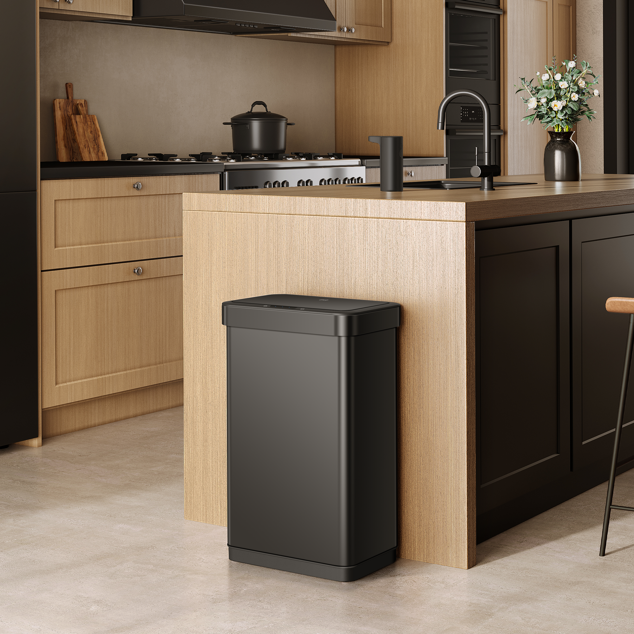 eko-econova-50-liter-13-gallon-motion-sensor-trash-can-matte-black image 2
