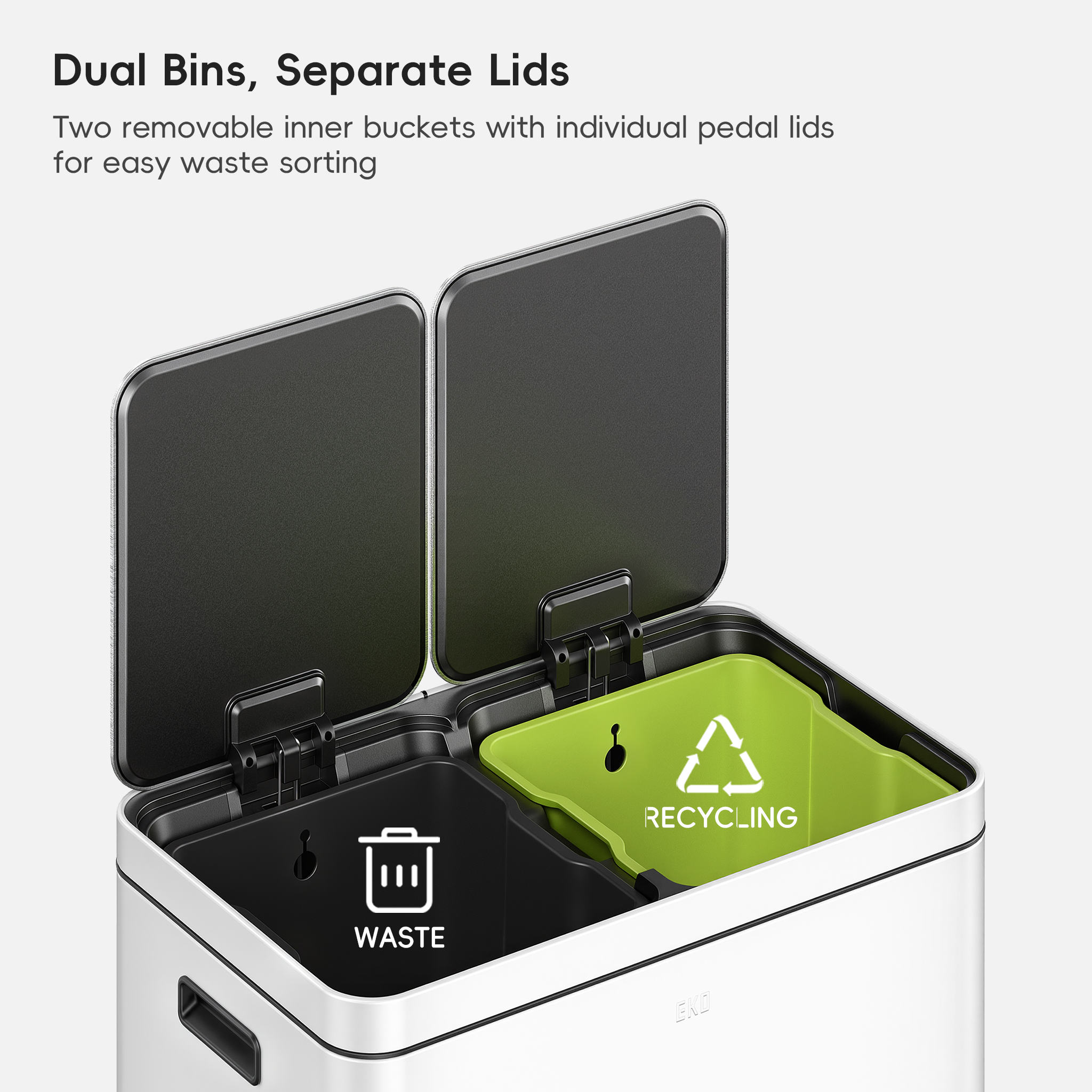 eko-edison-8-8-gal-dual-recycling-trash-can-with-removable-liners-matte-white image 4