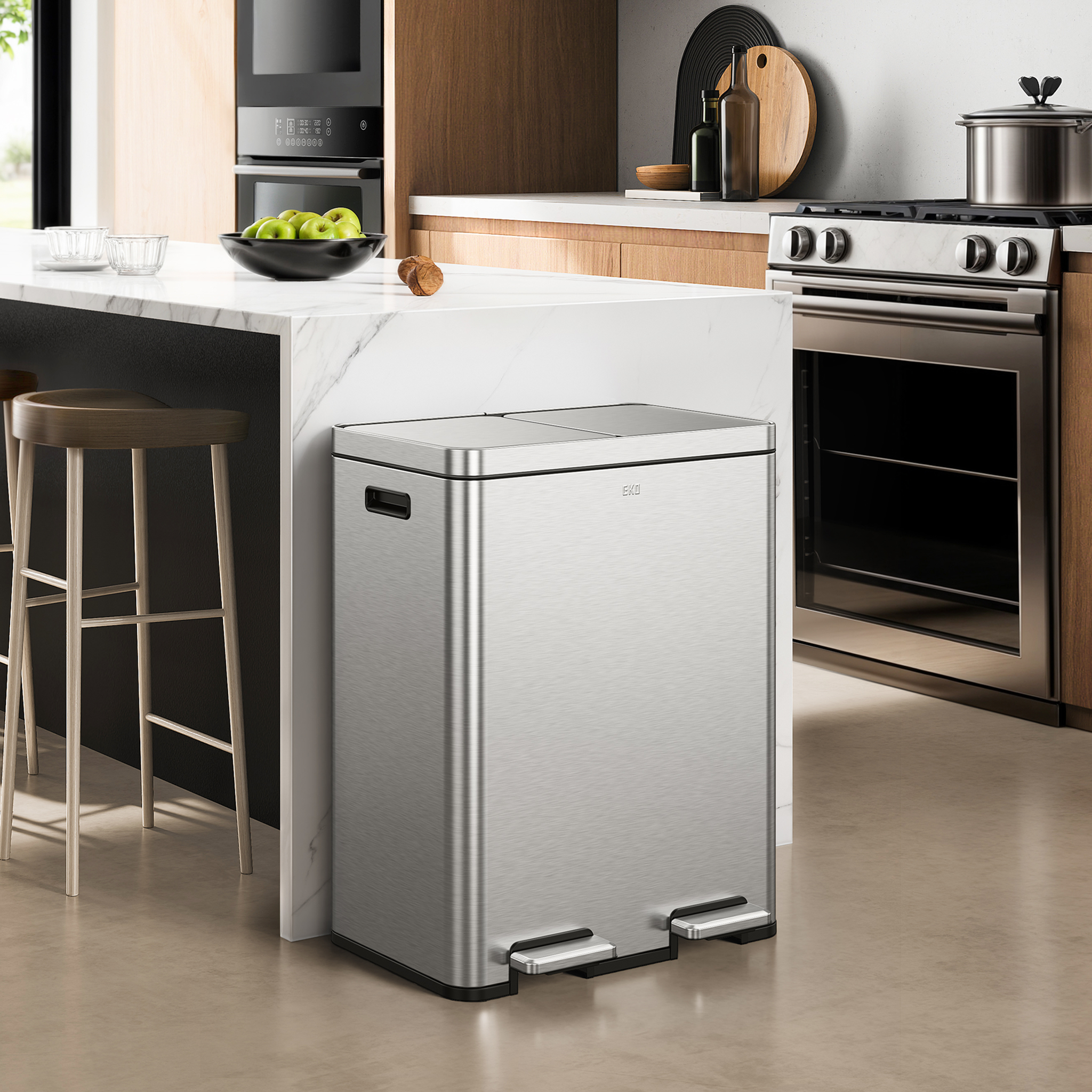 eko-edison-8-8-gallons-kitchen-trash-can-with-dual-removable-inner-liners-stainl image 2