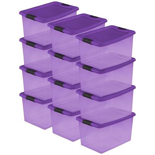 sterilite-64-liter-stackable-storage-boxes-with-latch-lid-12-pack-purple-shade-w image 7
