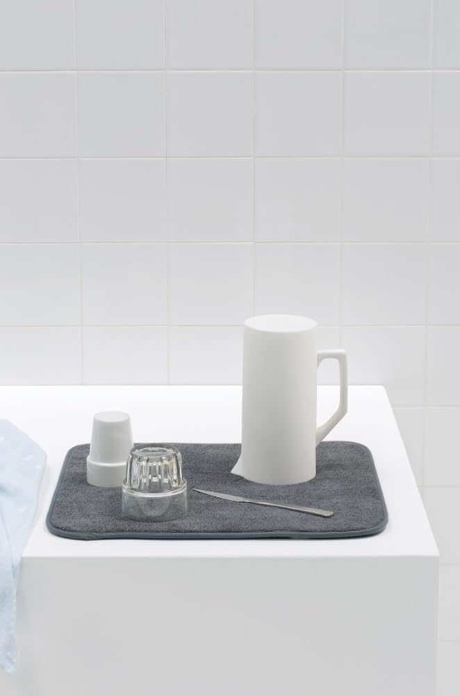 brabantia-sinkside-microfiber-dish-drying-mat-16x19-inches-dark-gray-foldable-ma image 2