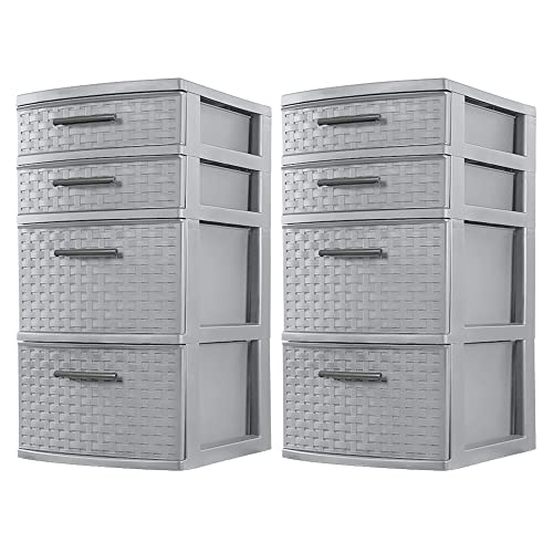sterilite-4-drawer-organizer-storage-tower-with-medium-weave-drawer-fronts-and-e image 6