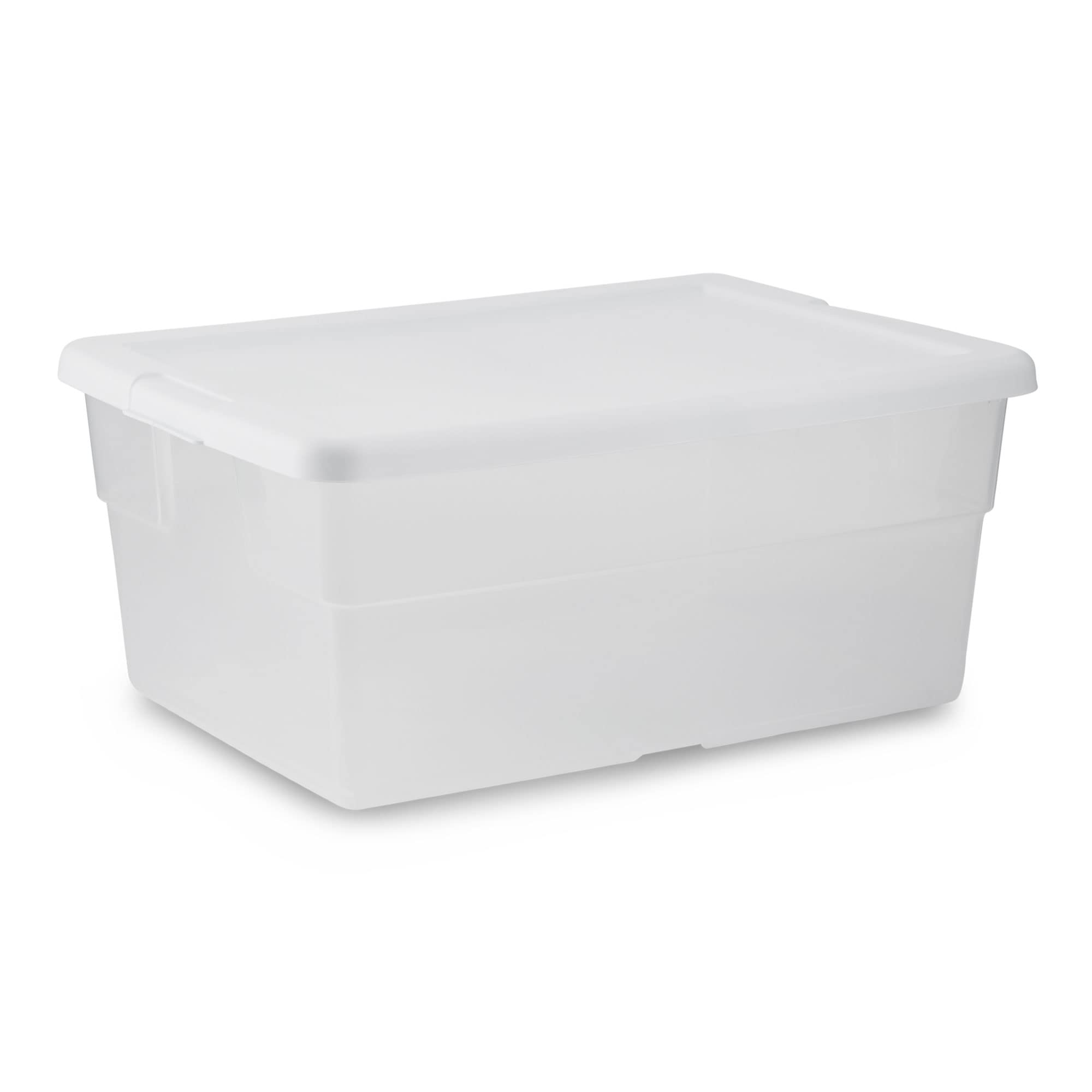 sterilite-16-quart-basic-clear-storage-box-with-white-lid image 1