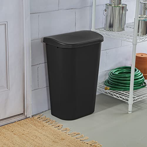 sterilite-11-3-gallon-lift-top-wastebasket-with-lid-large-trash-can-black-6-pack image 7