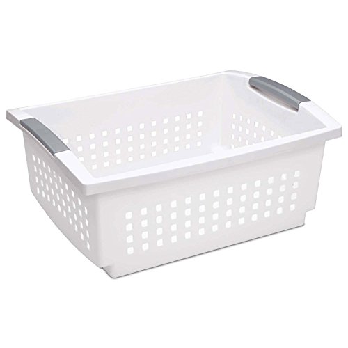 sterilite-large-plastic-stackable-storage-organization-basket-white-10-pack image 7