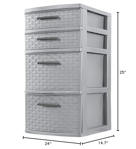sterilite-4-drawer-organizer-storage-tower-with-medium-weave-drawer-fronts-and-e image 8