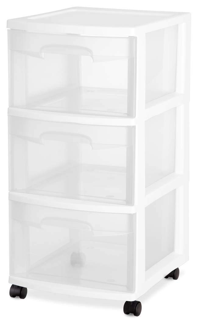 sterilite-home-3-drawer-wide-wheeled-plastic-storage-container-white-29308002 image 2