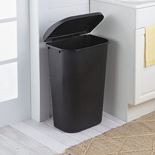 sterilite-11-3-gallon-lift-top-wastebasket-with-lid-large-trash-can-black-6-pack image 8
