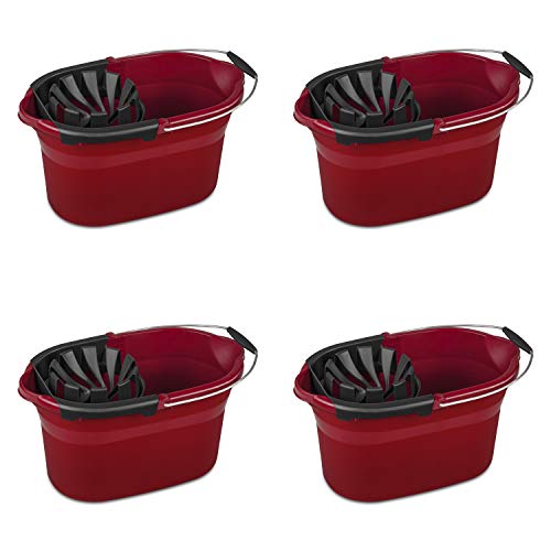 sterilite-17-5-qt-mop-bucket-with-handle-and-wringer-4-pack-red-household-cleani image 8