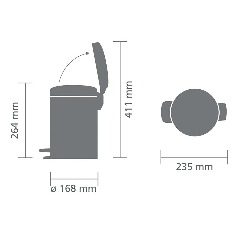 brabantia-step-on-xs-trash-can-brilliant-steel-0-8-gallon-3l-with-pedal-and-inne image 8