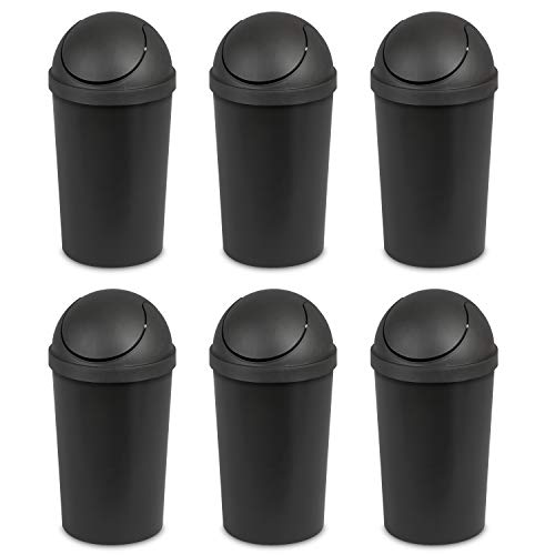 sterilite-3-gallon-round-swingtop-wastebasket-with-lid-black-6-pack image 8