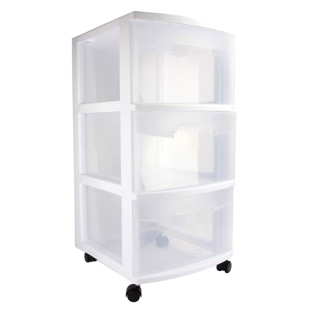 sterilite-home-3-drawer-wide-wheeled-plastic-storage-container-white-29308002 image 1