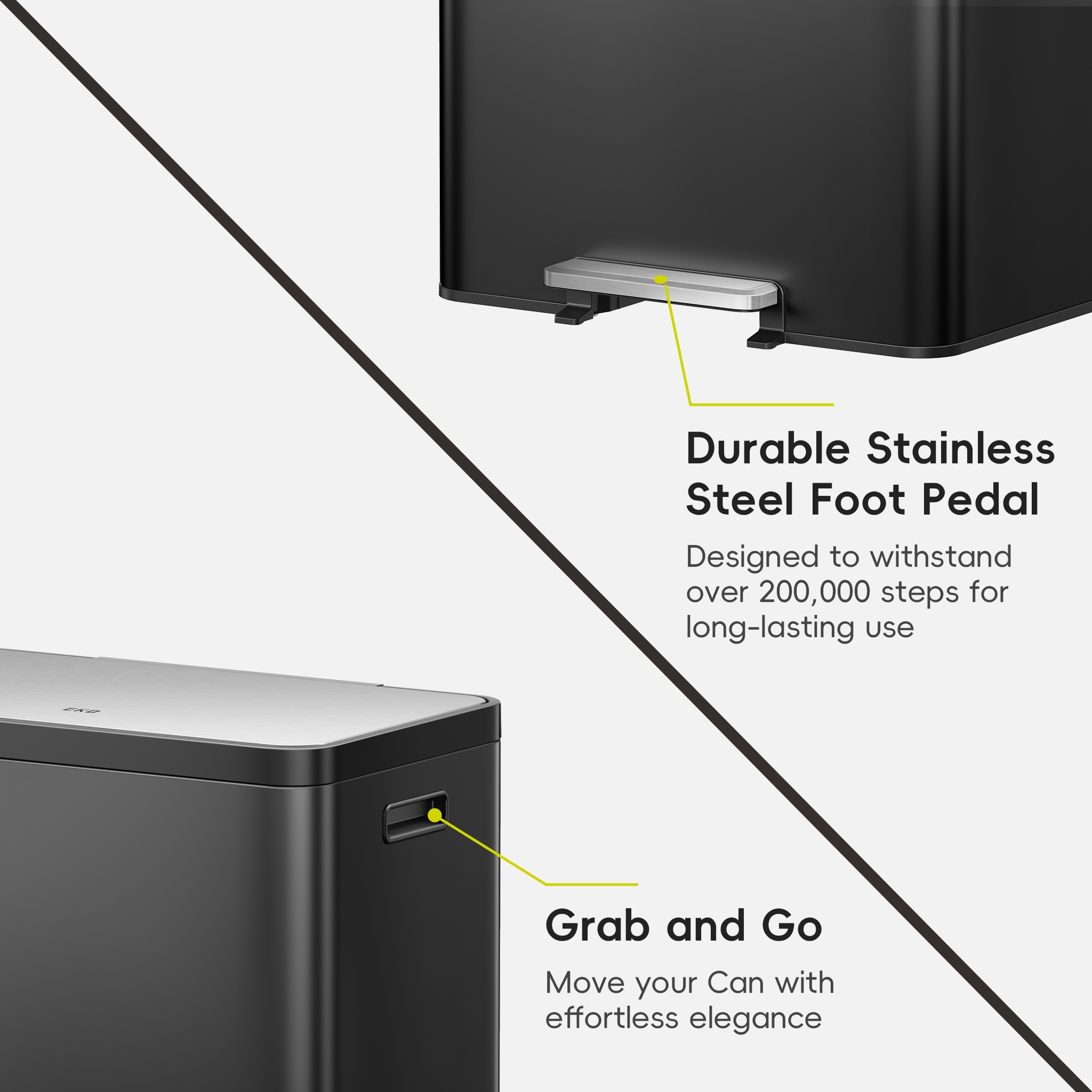 eko-ecocasa-ii-step-recycling-can-dual-compartment-36l-24l-matte-black image 4