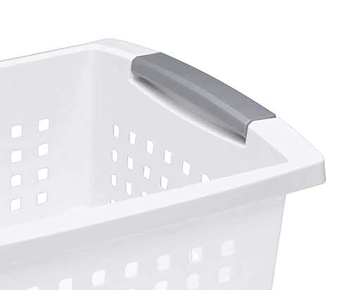 sterilite-large-plastic-stackable-storage-organization-basket-white-10-pack image 3