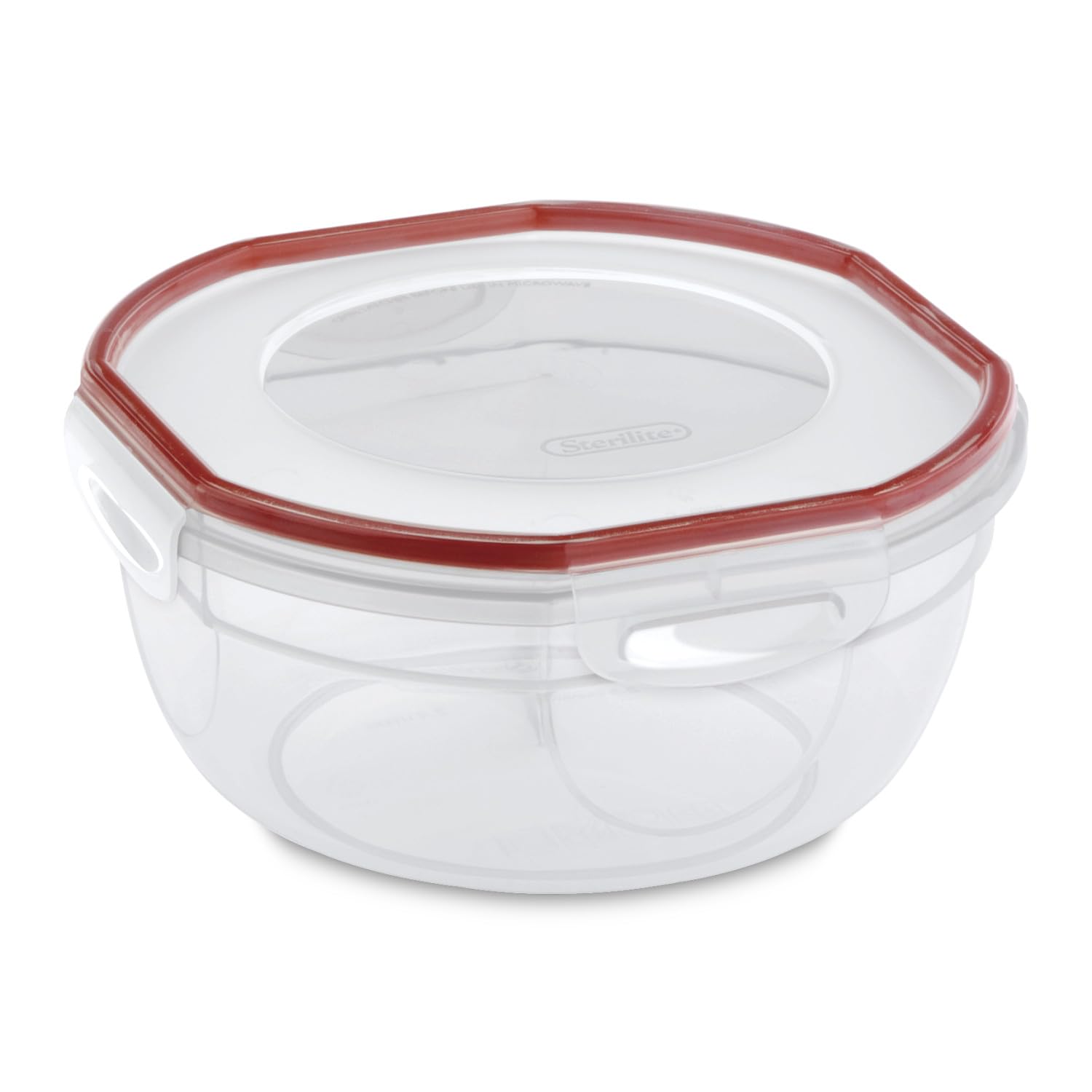sterilite-ultra-seal-2-5-qt-bowl-airtight-food-storage-container-clear-with-red- image 2