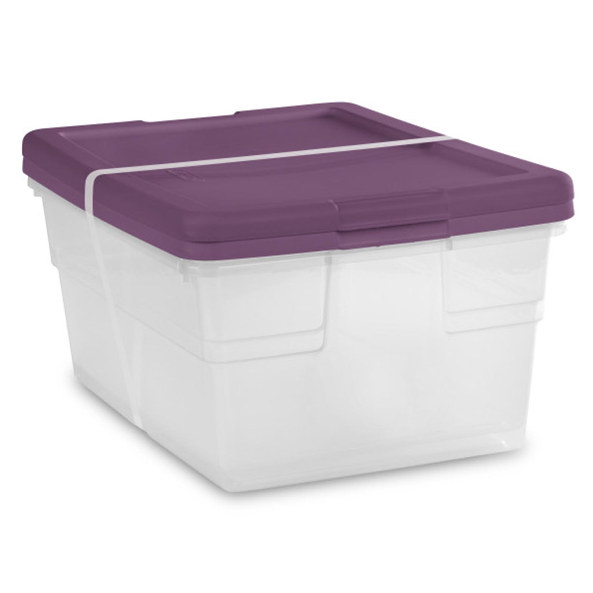 sterilite-16-qt-clear-stackable-storage-box-with-handles-and-purple-lid-24-pack image 8