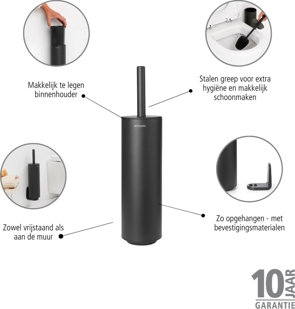 brabantia-mindset-toilet-brush-holder-mineral-infinite-gray-wall-mountable-remov image 4