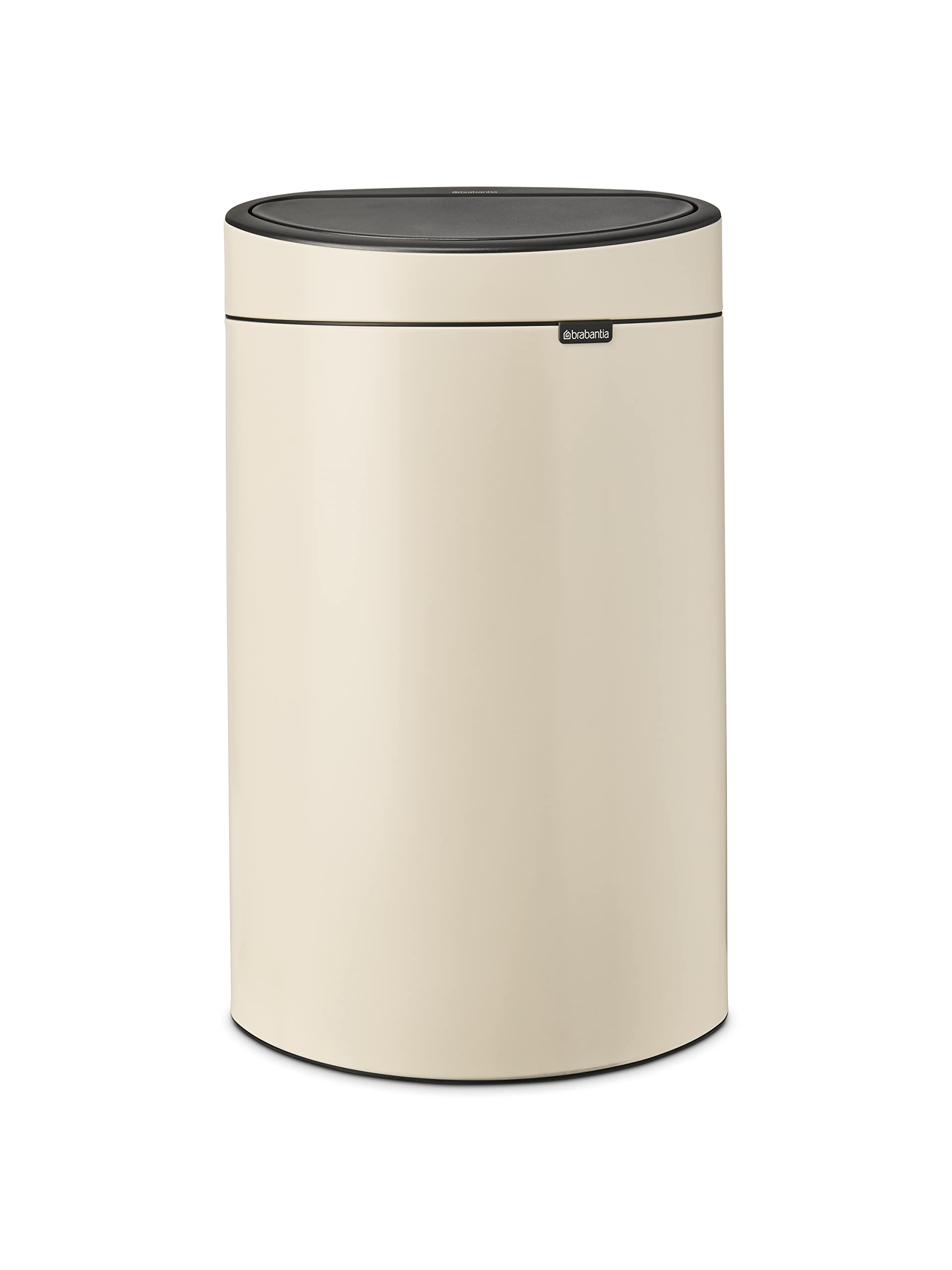 brabantia-press-top-kitchen-trash-can-with-flat-back-soft-beige-10-6-gallon-40l- image 1