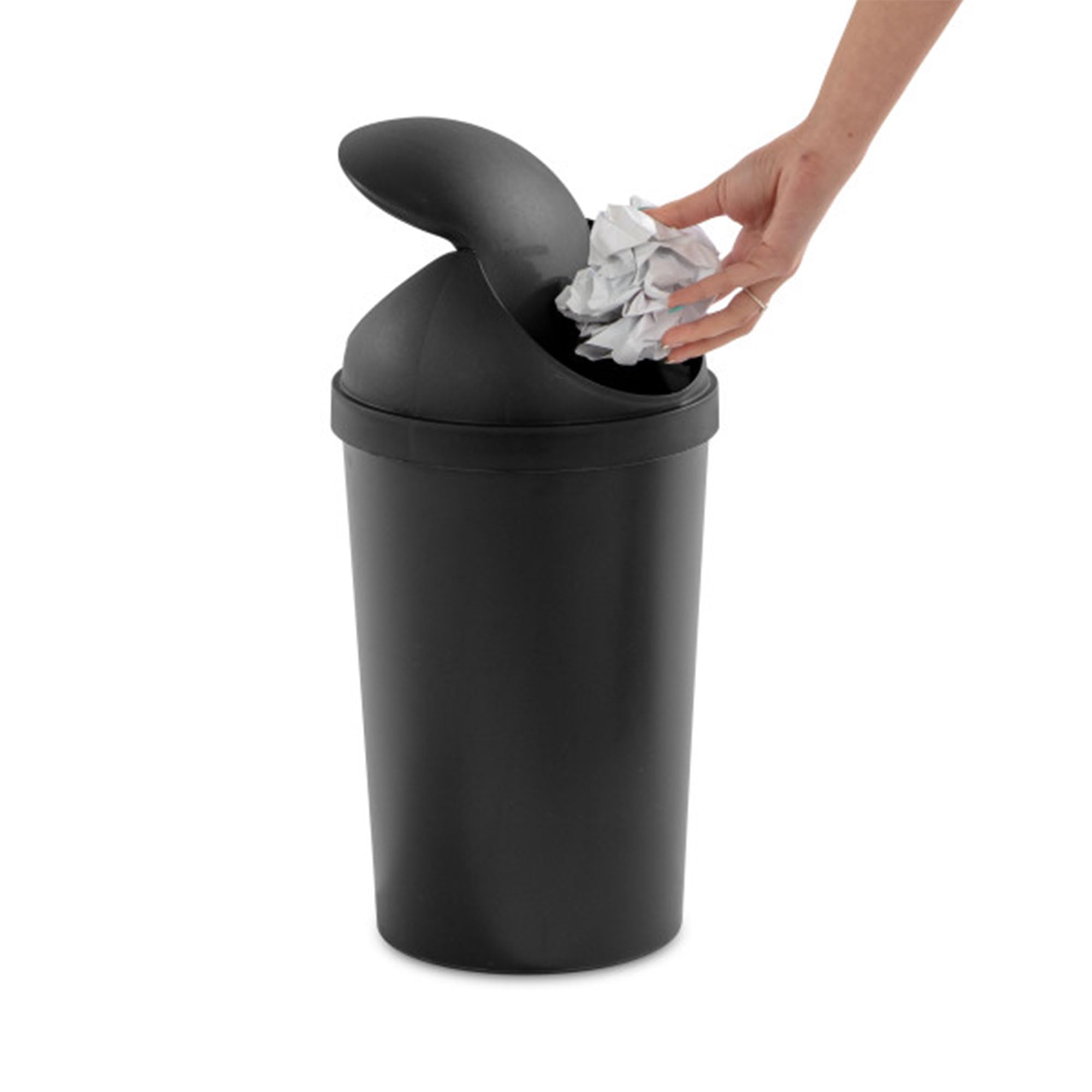 sterilite-3-gallon-round-swing-top-plastic-wastebasket-black-12-pack image 7