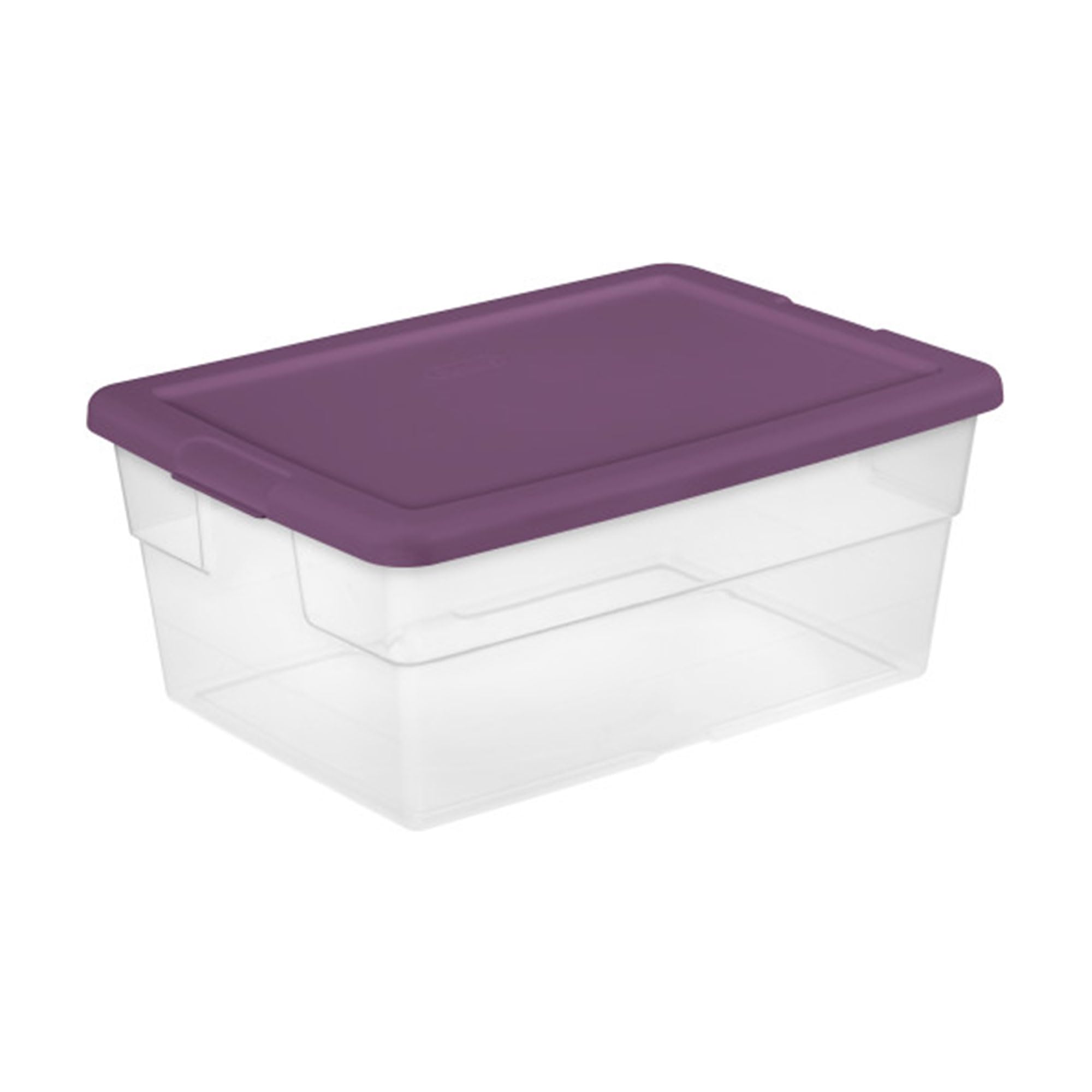sterilite-16-qt-clear-stackable-storage-box-with-handles-and-purple-lid-24-pack image 2
