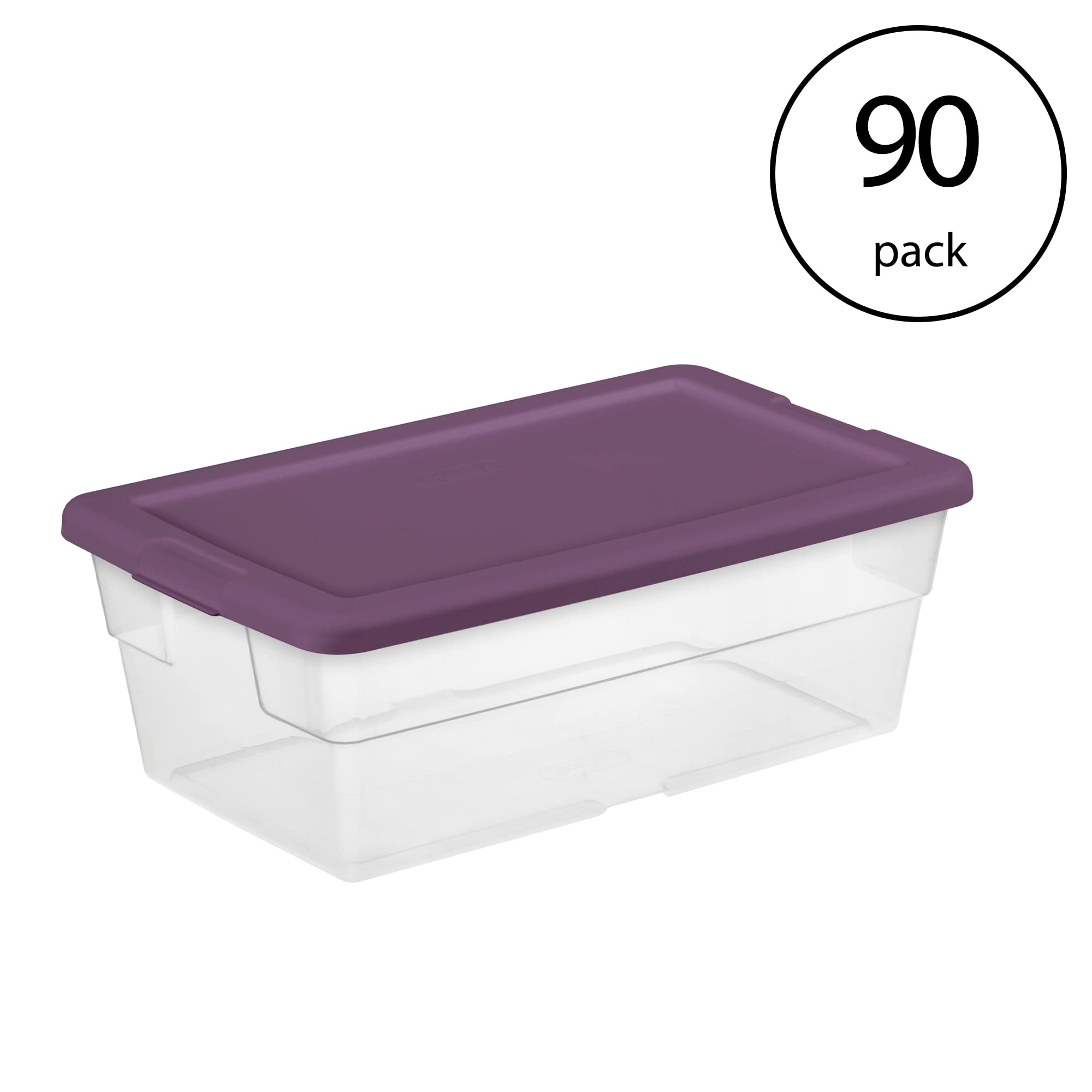 sterilite-stackable-6-quart-clear-home-storage-box-with-handles-and-purple-lid-9 image 2