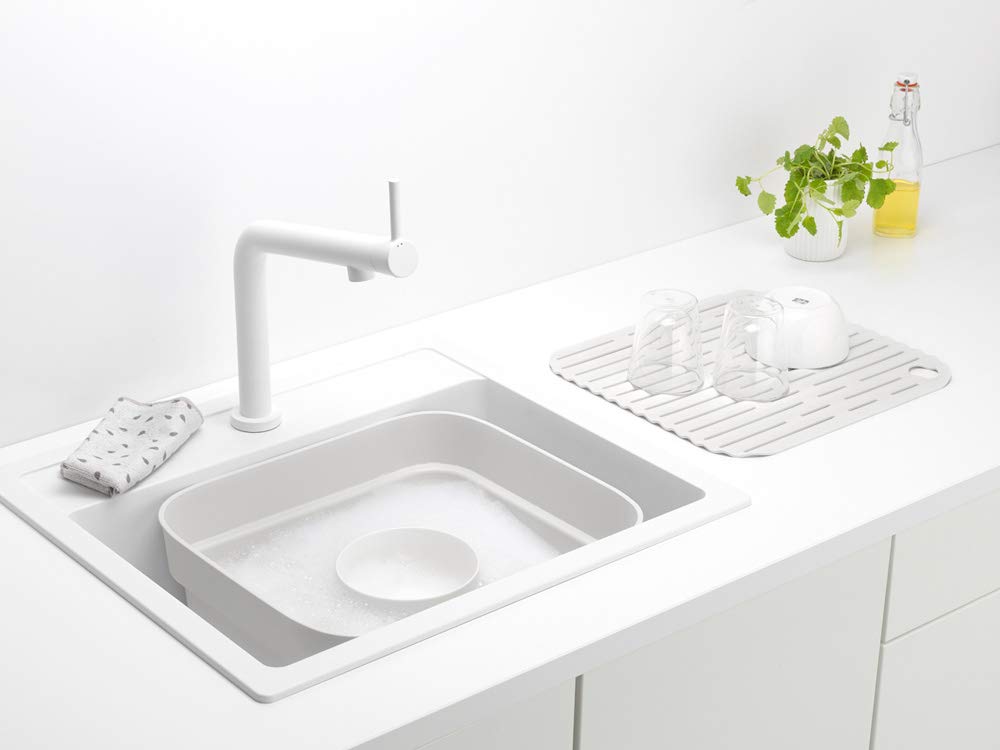 brabantia-sinkside-washing-up-bowl-with-removable-draining-tray-light-gray-fits- image 2
