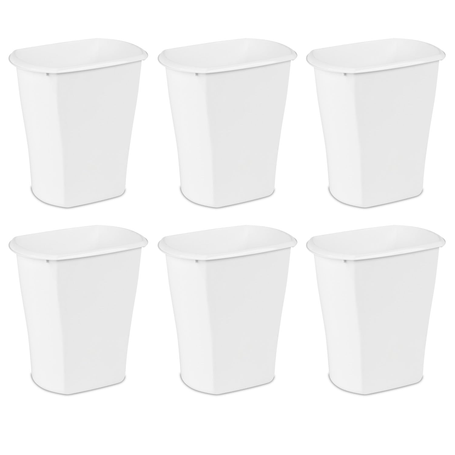 sterilite-3-gallon-rectangular-wastebasket-white-6-pack image 1