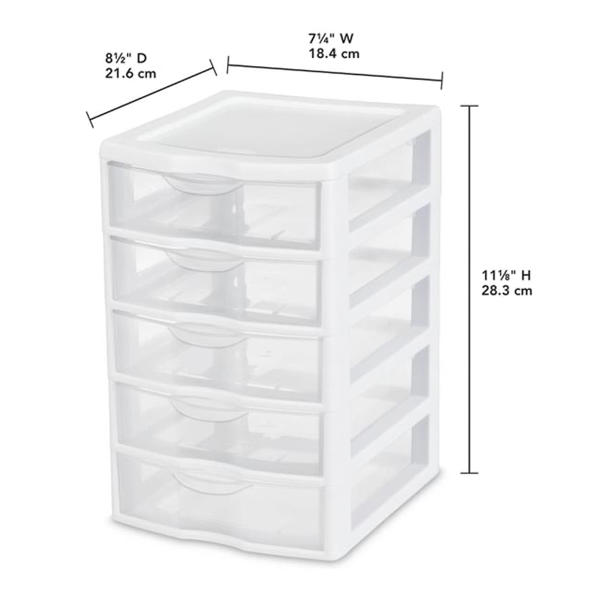 sterilite-small-5-drawer-desktop-storage-unit-white-clear-4-pack image 3